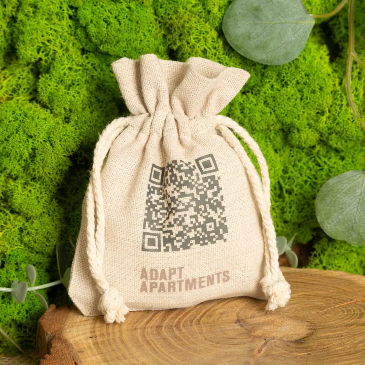 Lněný pytlík s potiskem QR kódu